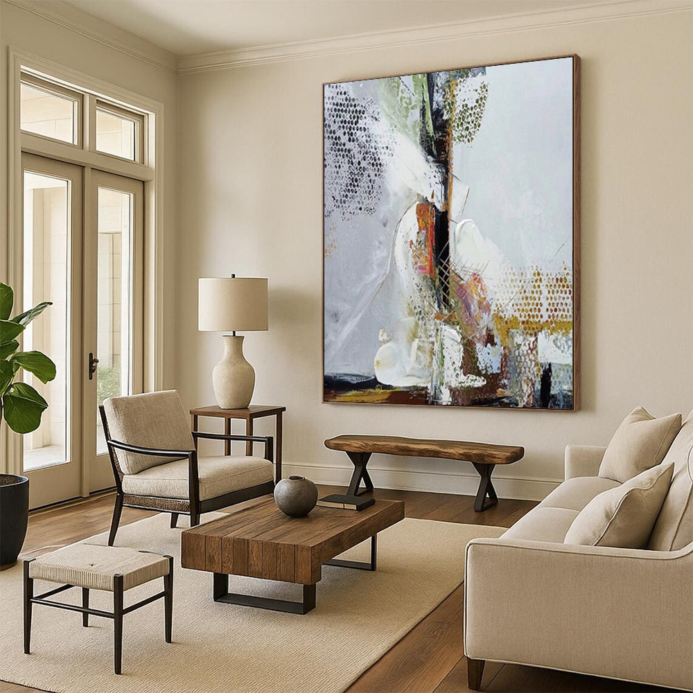 “Mixed - Media Abstract Layers” - Mixed - Media Abstract Painting On Canvas DS043