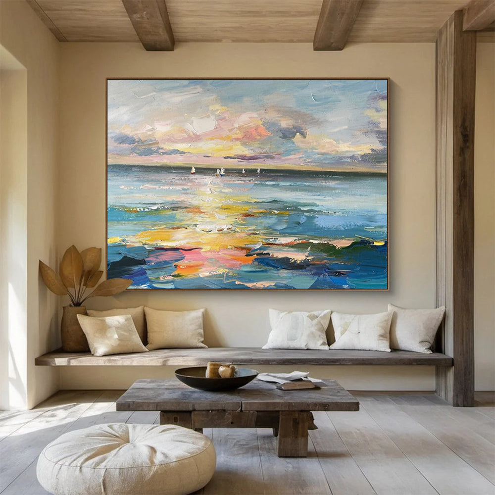 “Sunset Sailboat Seascape” - Impressionist Maritime - Painting On Canvas PT1738