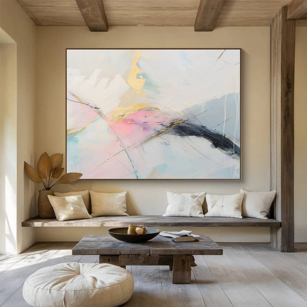 “Gilded Pastel Mix” - Luxe Abstract Painting On Canvas DKS479