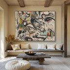 Colorful Chaotic Abstract Doodles Modern Abstract Painting On Canvas DKS144