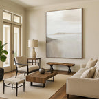 “Soft Neutral Abstract Horizon” - Minimalist Landscape Painting On Canvas DS359