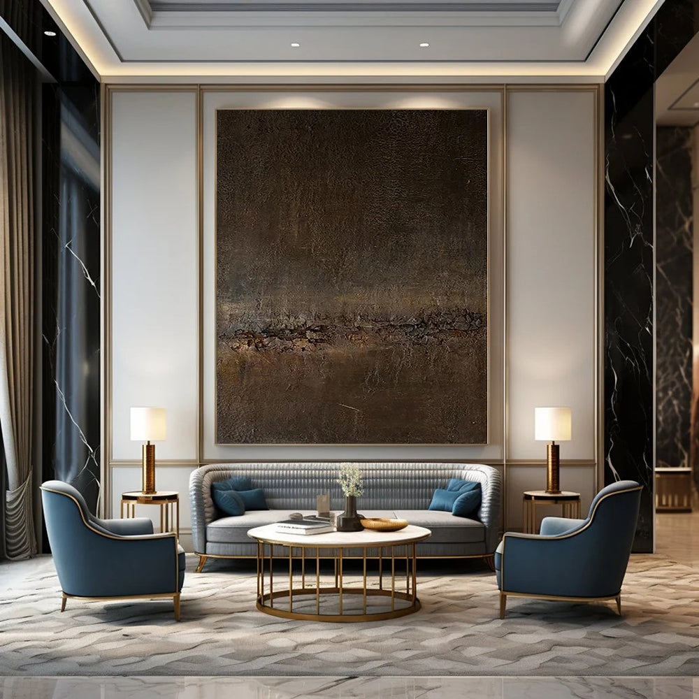 “Dark Brown Textured Abstract” - Mysterious Abstract Painting On Canvas PS0119