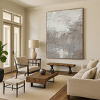 “Textured Gray and White Abstract” - Abstract, Neutral - Toned Painting On Canvas PT1500