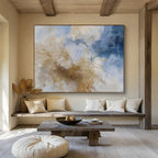 Blue and Beige Abstract Clouds Abstract Landscape Painting On Canvas DKS136
