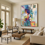 Colorful Abstract Shapes, "Urban Melody" – Contemporary Abstract Painting On Canvas PS0887