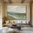 “Soft Green Seaside Abstract” - Seaside Abstract Painting, Fits Sunroom & Relaxation Area DKS604