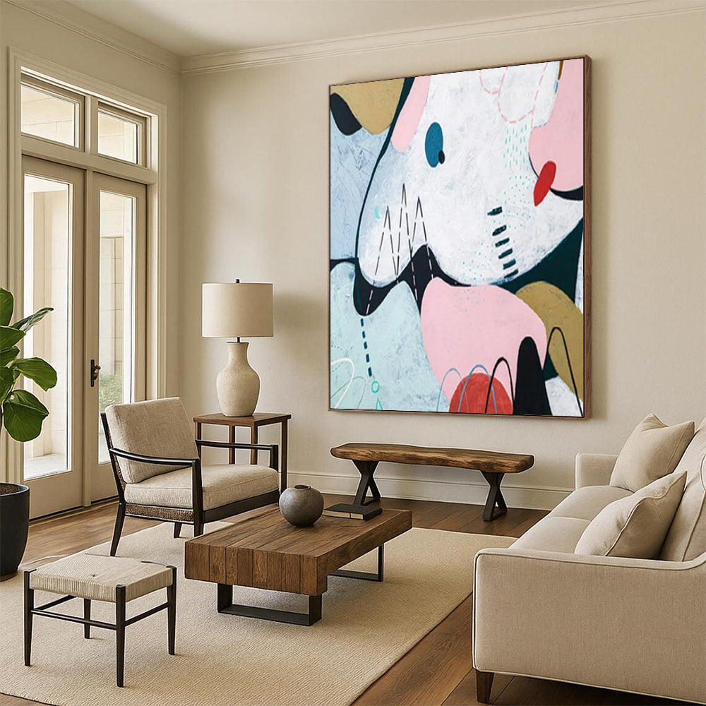 “Warm and Bold Color Block” - Abstract Figure Painting On Canvas PT2384