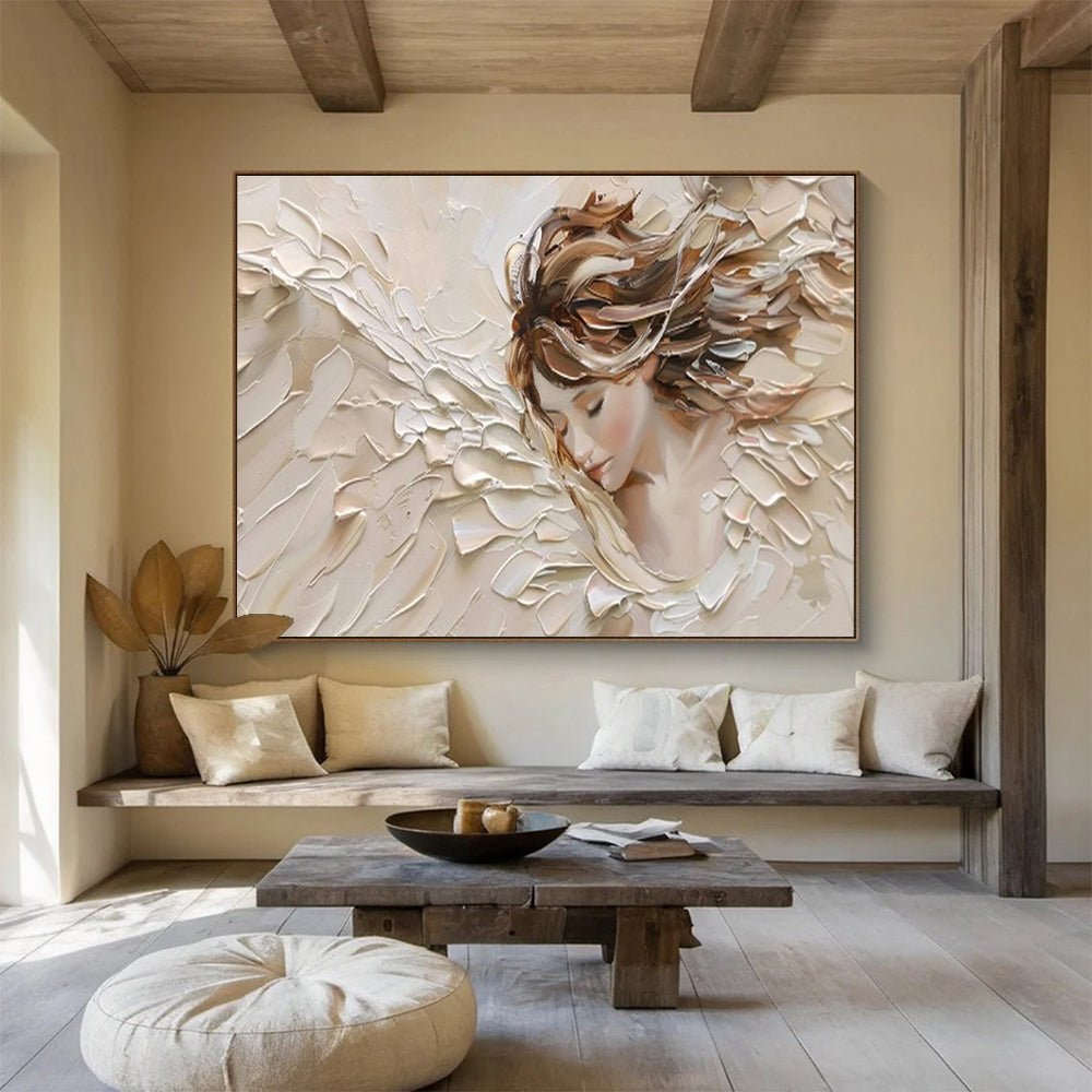 “Textured Angelic Figure” - Impasto Portrait Painting On Canvas DKS454