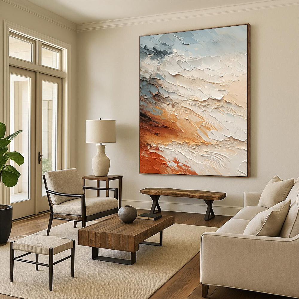 “Layered Earth Tones Abstract” - Landscape Abstract Painting On Canvas PS0080