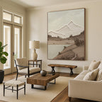 “Sepia - Toned Mountain Vista - Textured Landscape” Painting On Canvas DS268