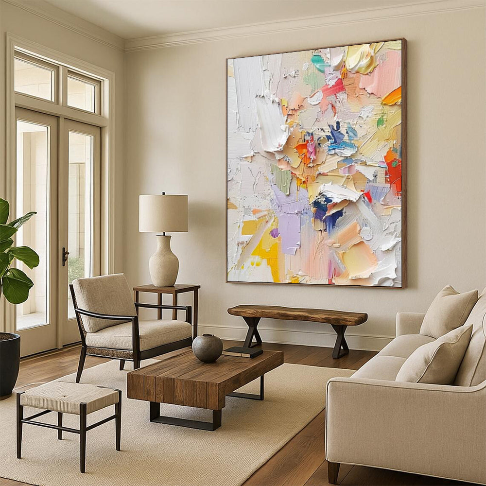 “Colorful Palette Knife: Vibrant Abstract” - Bold Impasto Art On Canvas PT0971