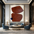 Brown, White and Blue with Asymmetric Forms "Asymmetric Allure" Abstract Painting On Canvas PS1115