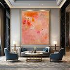 Pink, Orange, Yellow with Playful Shapes "Sunset Confetti" Abstract Painting On Canvas PS1379