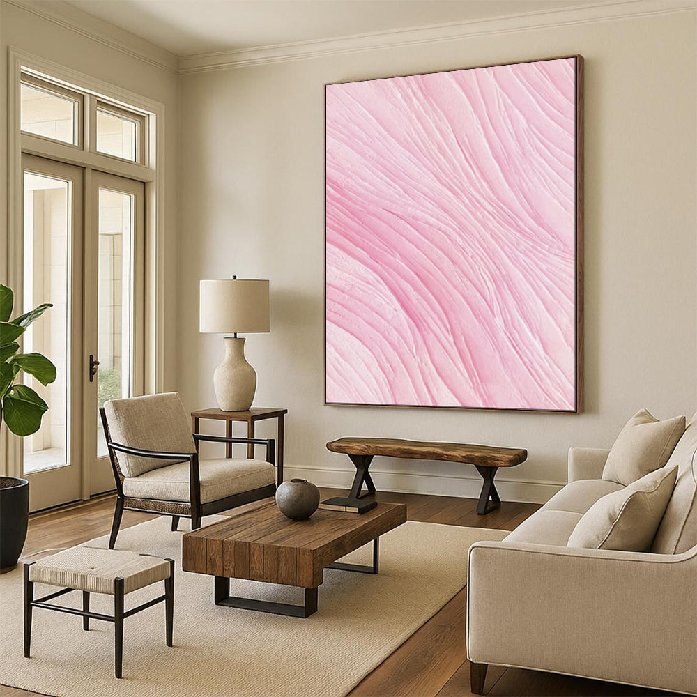 “Pink Wave Texture” - Abstract Textured Painting On Canvas PT1979