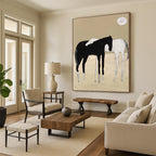 “Minimalist Black & White Horses” - Minimalist - Inspired Animal Painting On Canvas PT1410