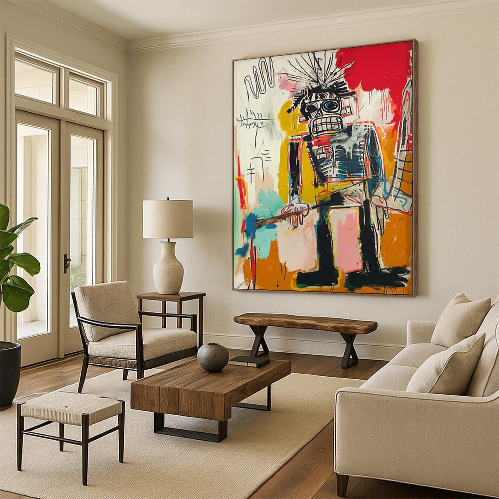 Punk Robot: Basquiat - Inspired Rebel Painting On Canvas DS109