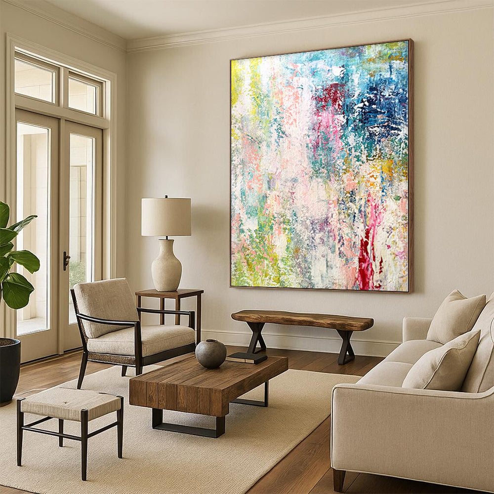 “Pastel Rainbow Abstract” - Whimsical Abstract Painting On Canvas PS0042