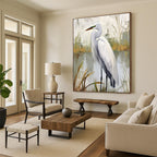 White Egret in Soft Hues, Realism with Sargent's Touch, Wildlife Painting On Canvas PT2127