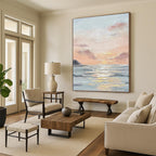 “Pastel Sky and Sea Landscape” - Impressionist - Style Painting On Canvas PT1144