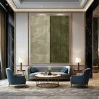 Gray, Green with Split Textures "Dual Textures" Abstract Painting On Canvas PS1383