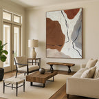 “Brown & Gray Abstract Shapes” - Abstract Shape Painting On Canvas PS0410