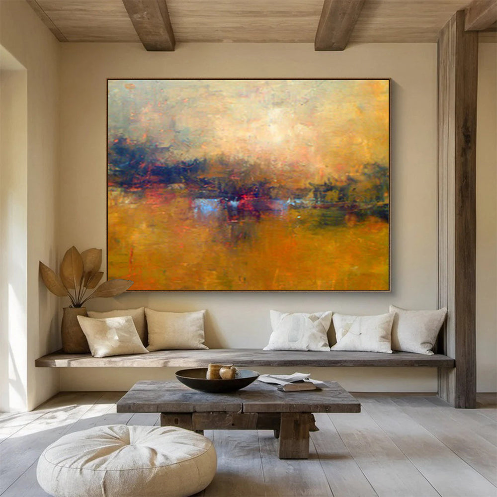 “Golden Hour Abstract” - Warm - toned Landscape Painting On Canvas DKS399