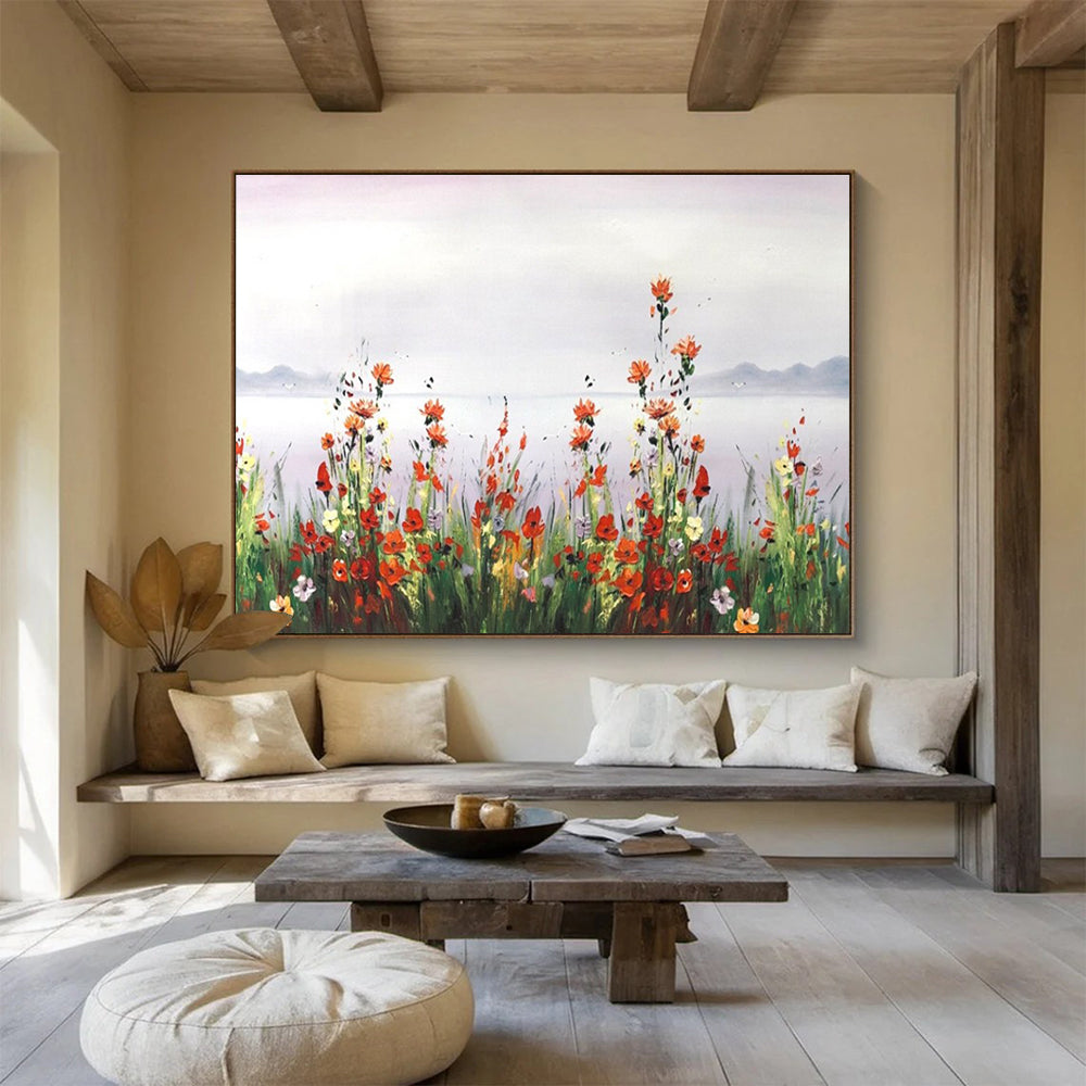 “Wildflowers by the Lake” - Impressionistic Floral Painting On Canvas PT189