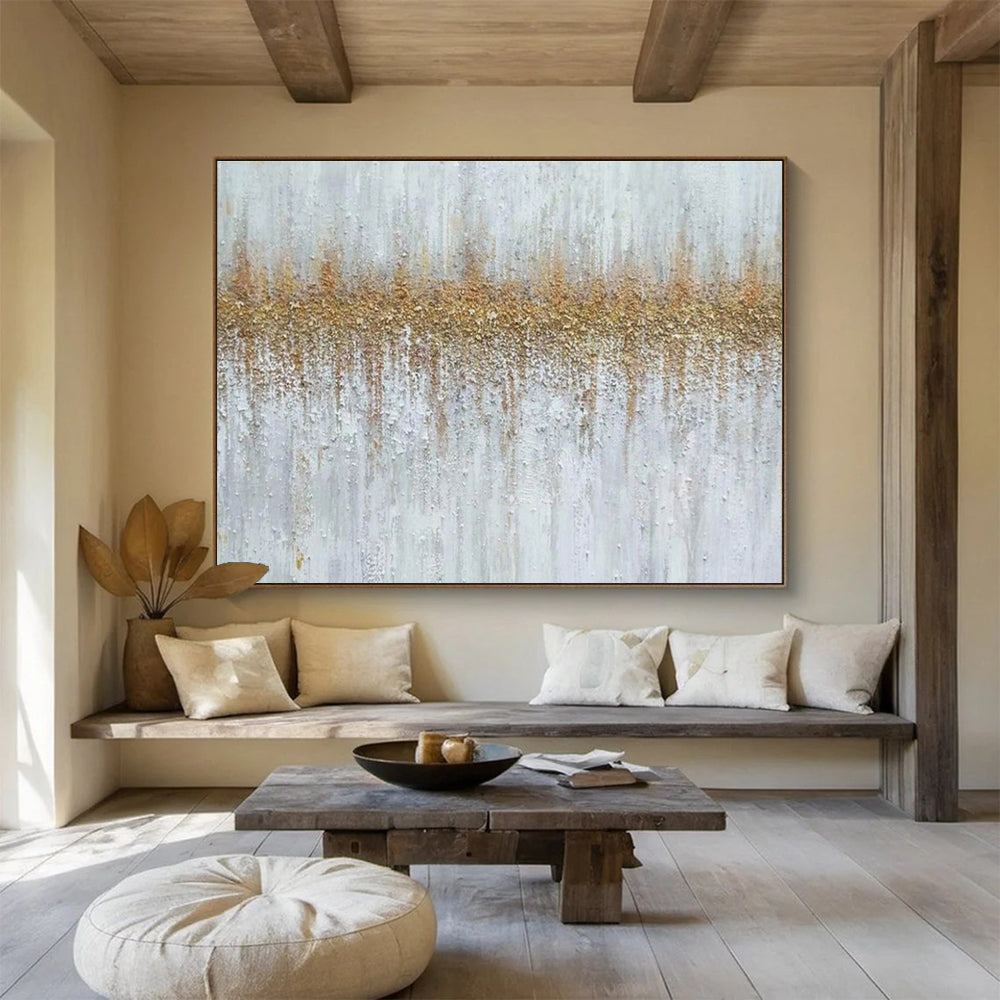 “White - Gold Textured Elegance” Painting On Canvas DKS302