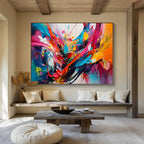 “Explosive Color Splashes in Abstract Motion” Abstract Expressionist Painting On Canvas PT1812