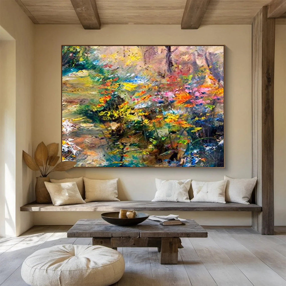 Colorful Garden Impasto - Post - Impressionistic Floral Painting On Canvas DKS364