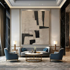 Black and White Geometric, "Structured Simplicity" – Geometric Abstract Painting On Canvas PS0985