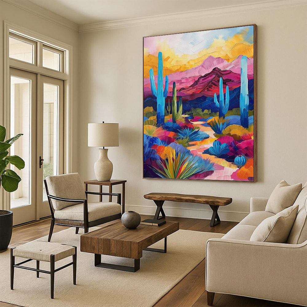 “Colorful Desert Landscape” - Abstract, Southwest - Themed Painting On Canvas PT1556