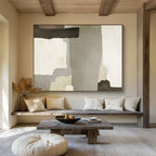 “Neutral Tones Abstract Shapes” - Minimalist Abstract Painting, Great for Modern Hallway & Study DKS607