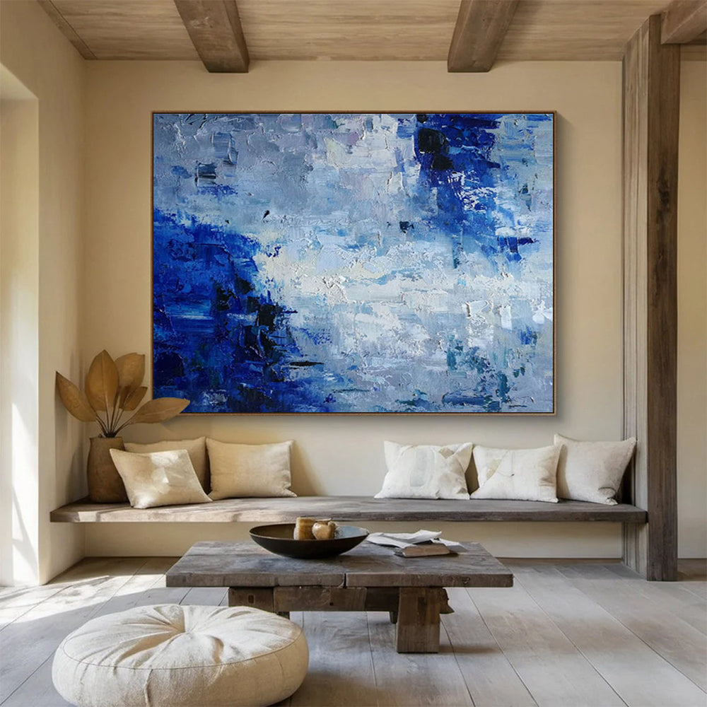 “Blue and Gray Abstract” - Impressionistic Oil Painting On Canvas DKS851