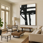 “Black & White Geometry” - Bold Shapes & Contrasting Tones Painting On Canvas DS148