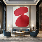 Red and White Organic, "Vibrant Curves" – Organic Abstract Painting On Canvas PS0997