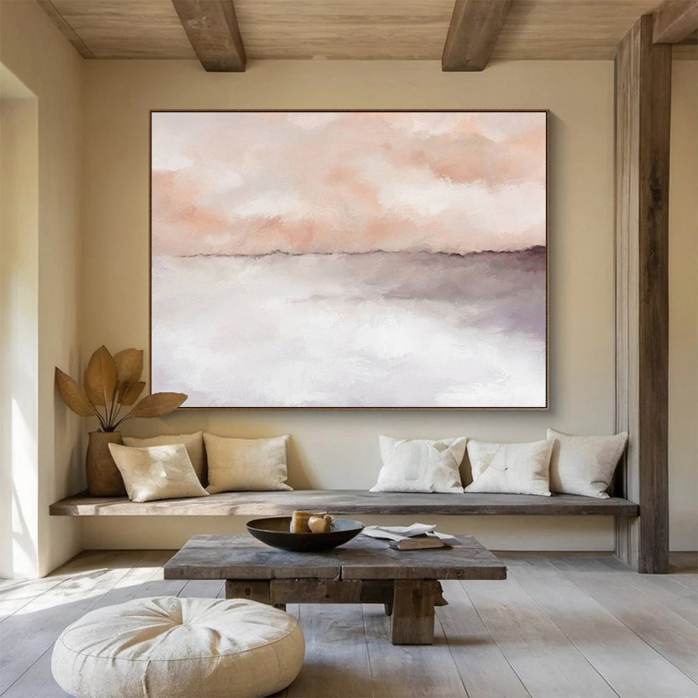 “Blush - Gray Reflections” - Serene Landscape Painting On Canvas DKS418