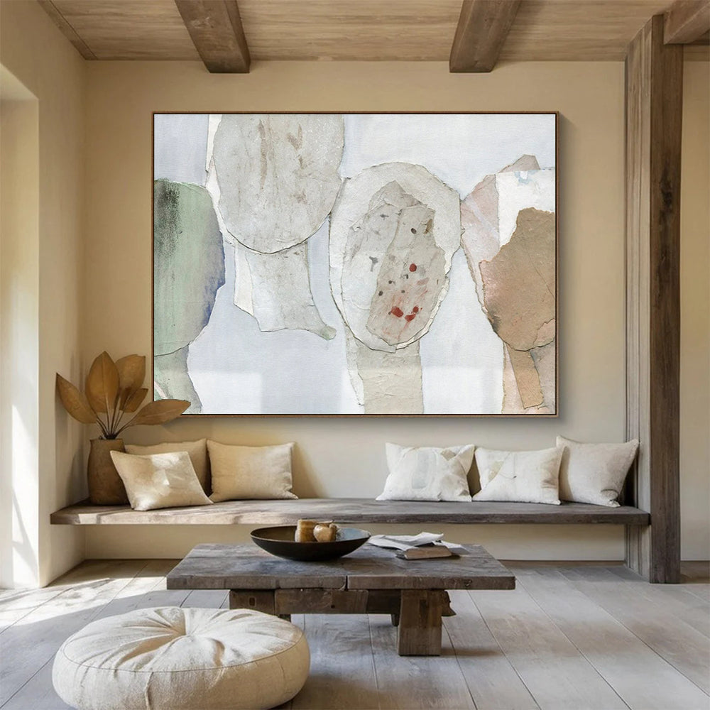 “Neutral Collage Figures” - Mixed Media Collage - Painting On Canvas PT1781