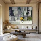 Gray - Toned Abstract Blocks - Cubist - inspired Abstract Painting On Canvas DKS365