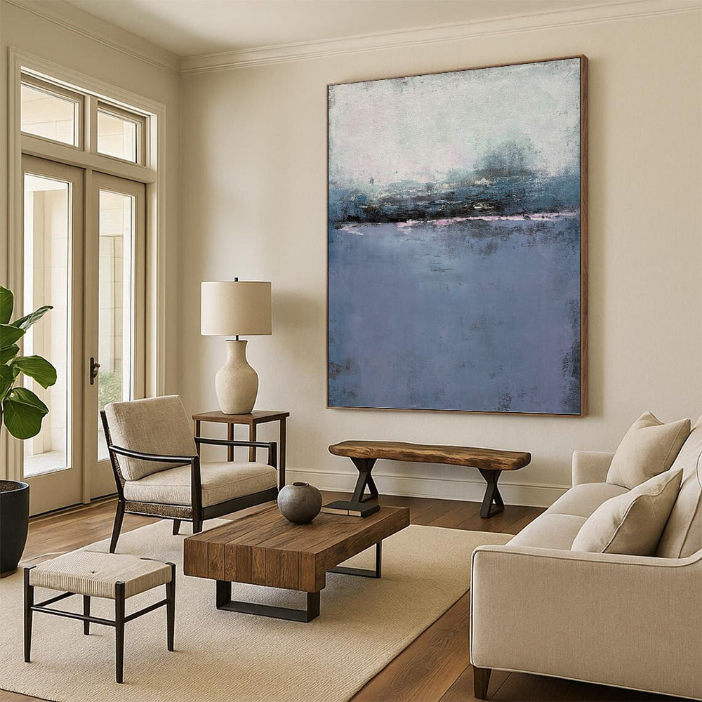 “Blue - Purple Abstract Horizon” - Impressionist Abstract Painting On Canvas PT1224