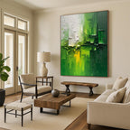 “Textured Green - Yellow Abstract” - Abstract Expressionist Painting On Canvas DS003