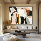 “Neutral Tones Abstract Shapes” - Abstract Painting on Canvas, Ideal for Living Room & Office DKS581