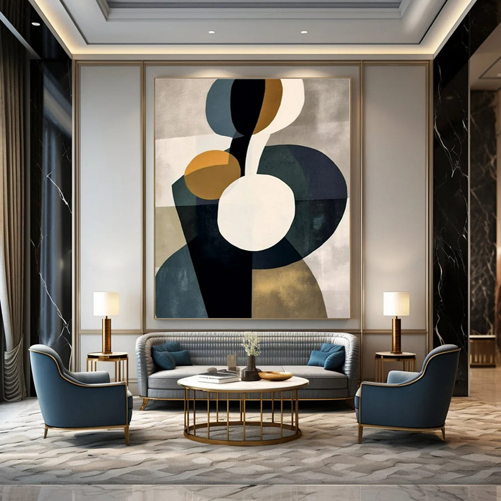 Color - Blocked Organic Shapes - Geometric Abstract Painting On Canvas PS1249