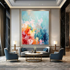 Colorful Patchwork, "Summer Mosaic" – Palette Knife Abstract Painting On Canvas PS1031
