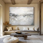 “Gray - White Abstract Landscape” - Misty Mood Painting On Canvas DKS441