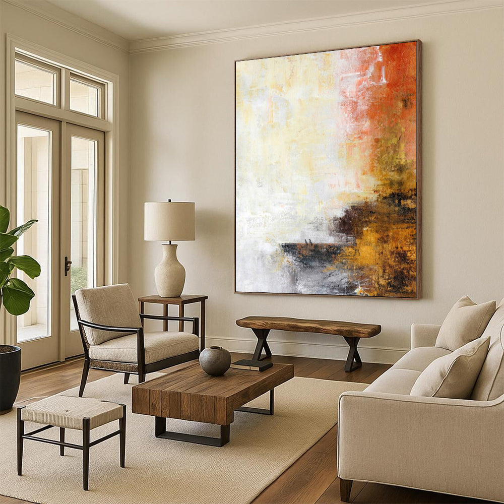 “Warm Tones Abstract” - Minimalist Abstract Painting On Canvas PS0066
