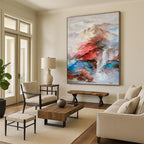 “Colorful Mountain Waterfall” - Abstract Landscape Painting On Canvas PT2346