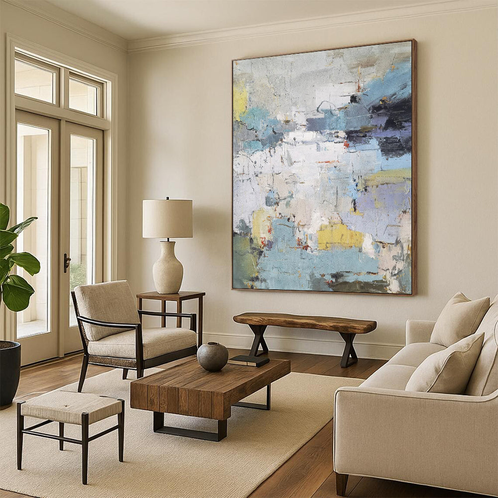 “Abstract Winter Hues” - Cool - Toned Abstract Painting On Canvas DS312