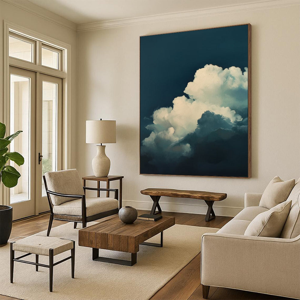 “Blue - White Serene Clouds” - Impressionistic Sky Painting On Canvas DS015