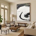 “Black, White, and Gold Swirl” - Luxurious Abstract Painting On Canvas DS378